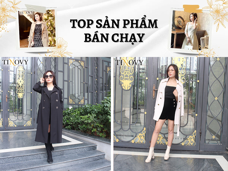 Áo măng tô của shop Tinovy phù hợp chị em văn phong thanh lịch (Nguồn: Shopee Blog)