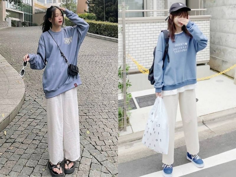 Bụi bặm, thời thượng là điều đến từ cách phối đồ với áo sweater và quần ống rộng (Nguồn: E3 Audio Miền Nam/ Webtretho)