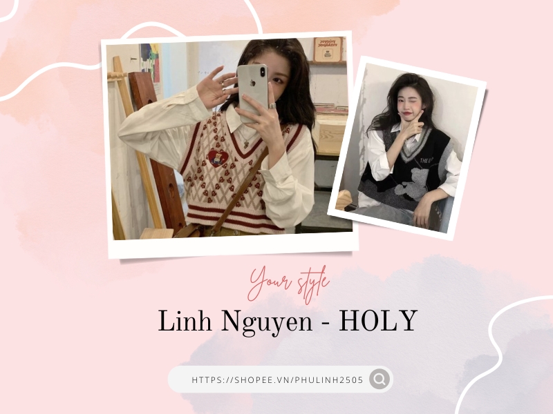 Linh Nguyen - HOLY mang đến những mẫu áo gile chất len vừa phải, họa tiết đẹp (Nguồn: Shopee Blog)