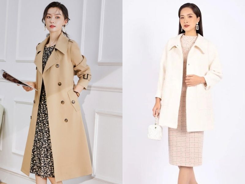 Áo măng tô sẽ giúp váy suông trở nên ấn tượng hơn (Nguồn: Sakura Fashion/ Pantio)